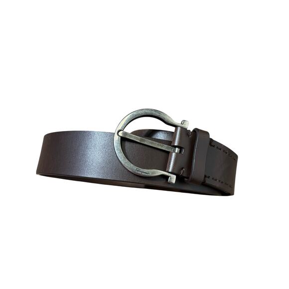 Men's Salvatore Ferragamo Brown Leather Belt Sz 35 - Picture 1 of 4